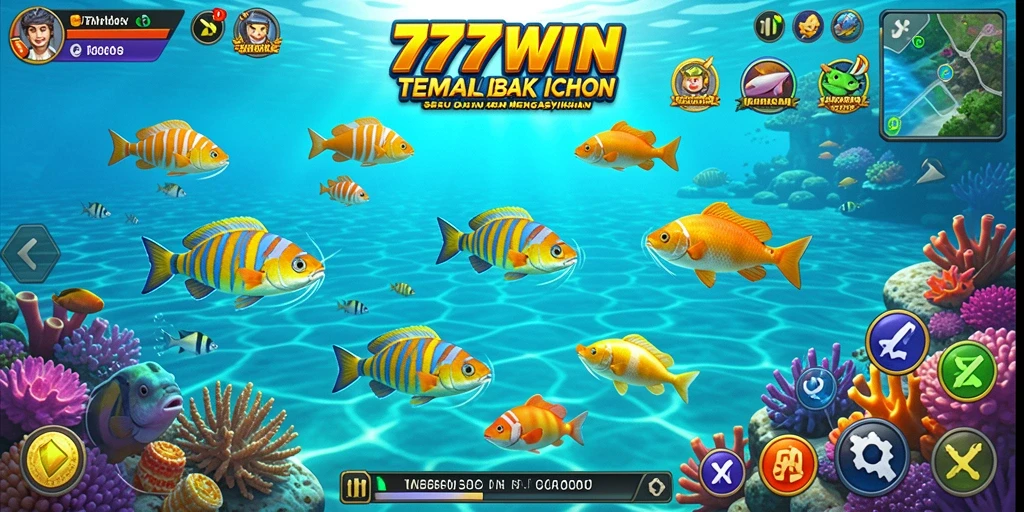 Gameplay seru 777WIN saat berburu ikan.