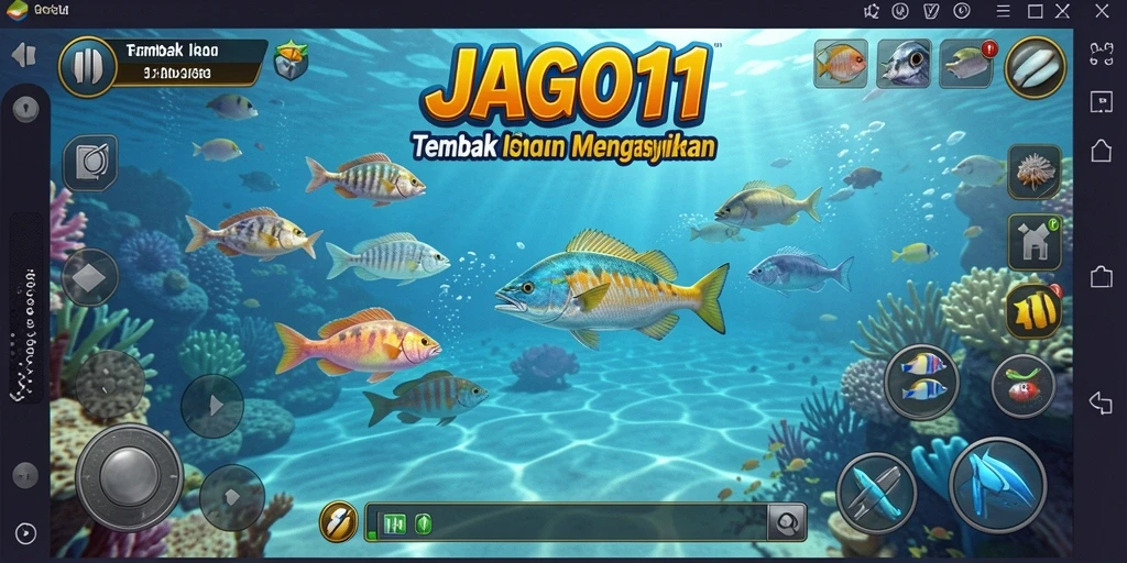 Tampilan gameplay JAGO11 dengan aksi tembak ikan yang menyenangkan.