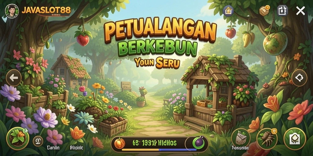 Tampilan gameplay menarik di <strong>JAVASLOT88</strong>, menampilkan lahan pertanian yang luas dan beragam tanaman.