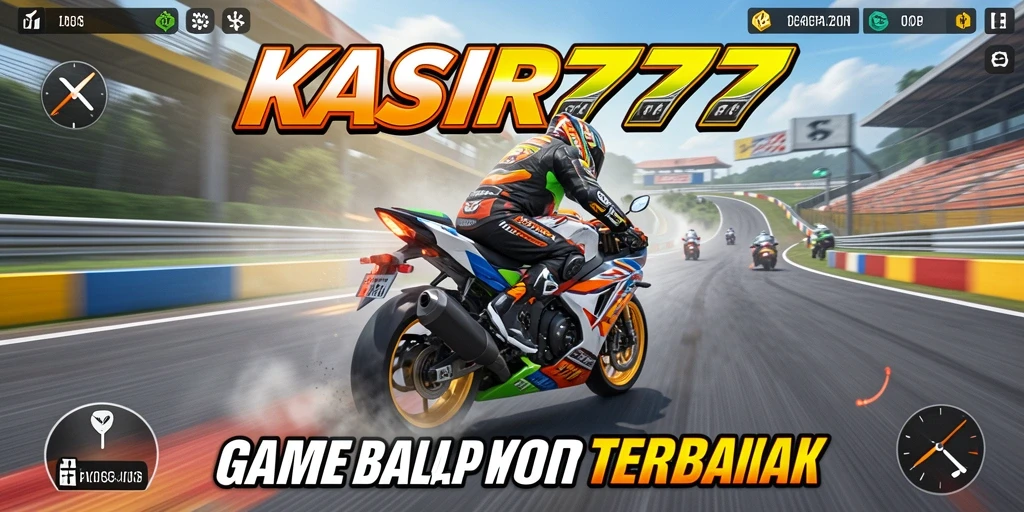 Screenshot KASIR777 menampilkan aksi balapan motor yang intens.