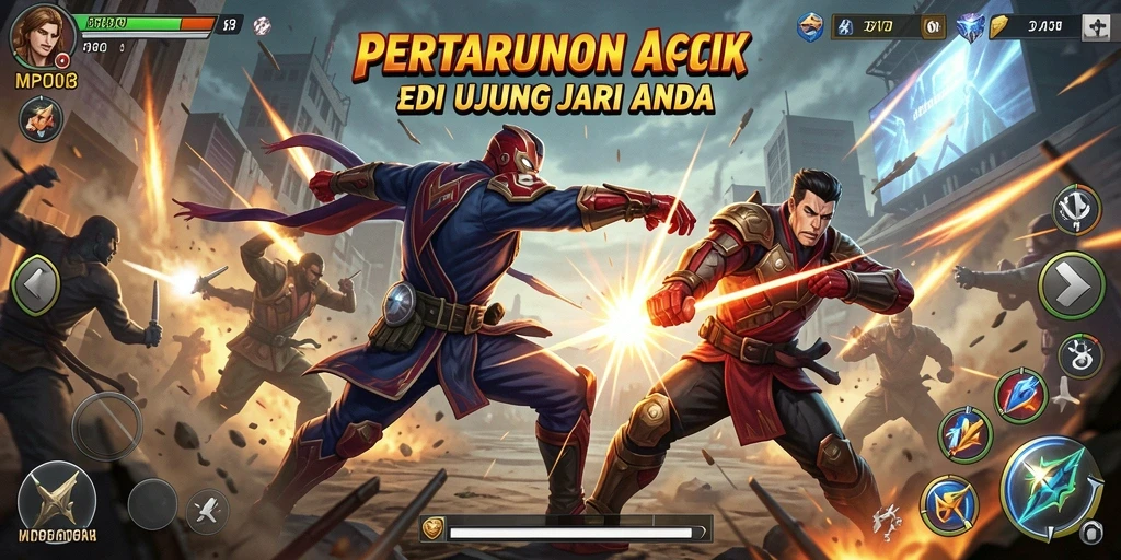 Tangkapan layar MPO08 menampilkan aksi pertarungan yang mendebarkan dan karakter-karakter yang dinamis.