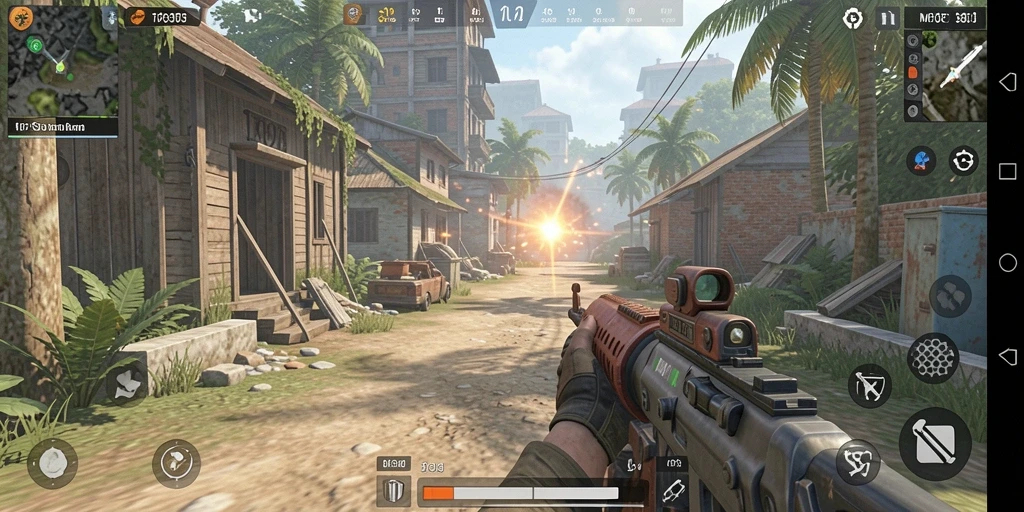 Tampilan gameplay menegangkan di MPO303 dengan aksi tembak-menembak.